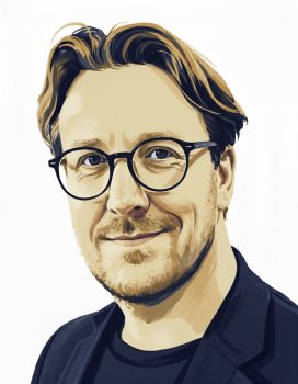 James Clive-Matthews portrait, graphical style