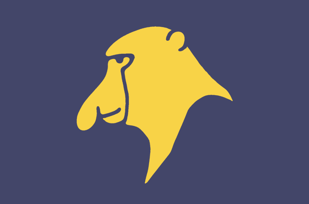 Nosemonkey Ltd logo - an icon of a yellow proboscis monkey head in profile on a blue background
